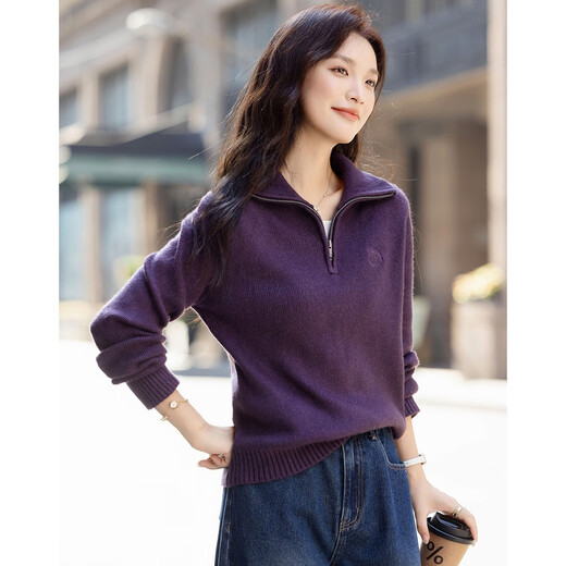 Demana Enjoy the softness and warmth at this moment Winter half-zip stand-up sweater embroidered temperament petite sweater women's top