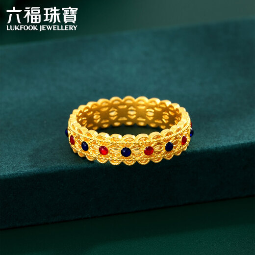Lukfook Jewelry Fuman Heirloom Series Pure Gold National Style Gilded Gold Ring as a Gift Price F48TBGR0007 No. 12-4.87g (including labor cost 823 yuan)