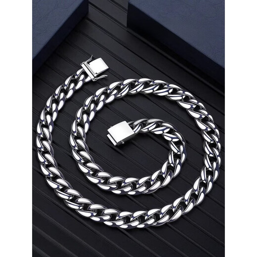 Nilan pt950 platinum riding crop chain platinum necklace men's domineering and trendy Cuban chain personality versatile 12 mm wide 60 cm long