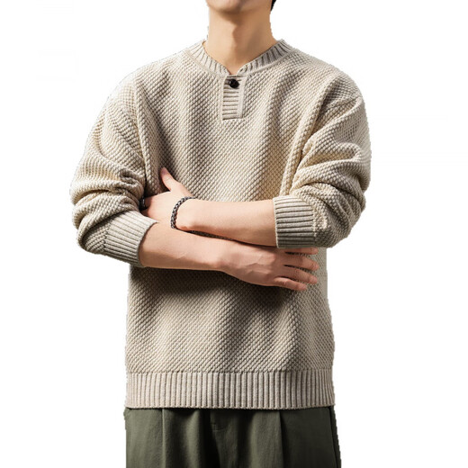 MAGIOPY luxury high-end brand men's retro old money style Henry collar sweater men's autumn and winter new loose casual sweater Mituo S suitable for 90-110Jin Jin equals 0.5 kg