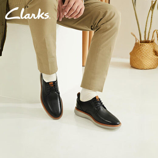 Clarks Blanding Series Men's Shoes Light Cushion Business Formal Leather Shoes Classic Retro Derby Shoes Black 261793827 41