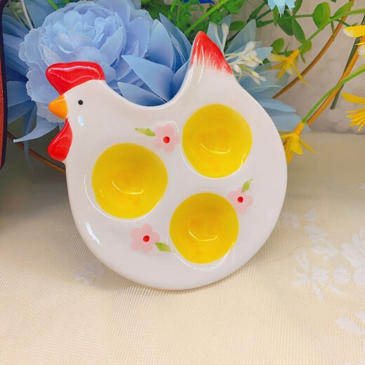 Raft core egg tray creative ceramic beauty egg rack creative ornaments storage tray kitchen table utensils egg cup ritual chicken style one yellow