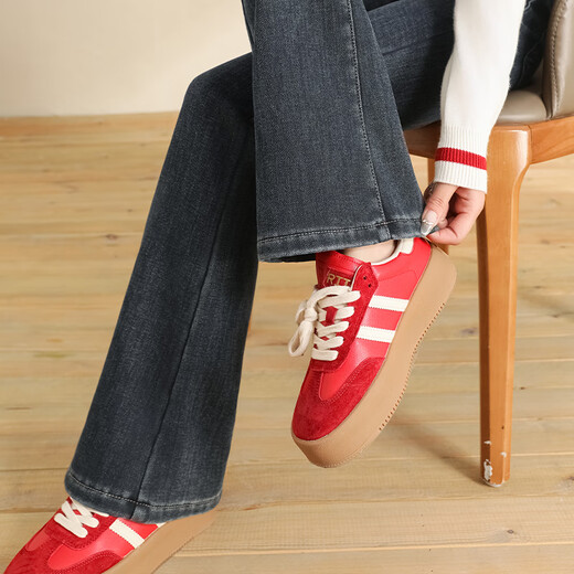 Every time micro-flared jeans for women 2025 autumn and winter plus velvet high waist slimming plus velvet high elastic slim flared pants 2567 blue L