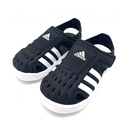 Adidas (adidas) 20 summer new baby toe-cap sandals children's non-slip Velcro soft-soled sports shoes for boys and girls beach black and white 25