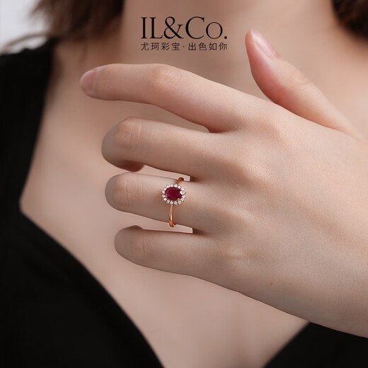 IL&CO Youke Classic Princess Diana Style Natural Ruby Ring Women's 18K Gold Diamond Birthday Valentine's Day Gift 1 Carat Ruby Ring Size 16
