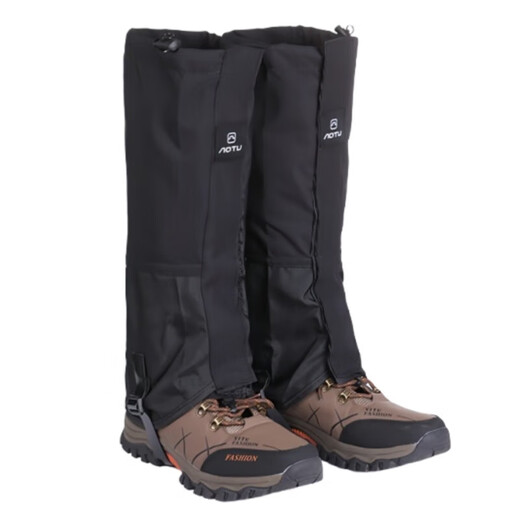 元族男女户外滑雪登山徒步防雪鞋套男女款沙漠防沙护腿鞋套脚踩TPU带 黑色【升级脚踩TPU防滑带】送网袋