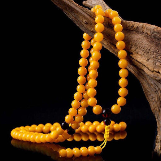 Wenying natural chicken fat yellow old beeswax bracelet 108 beads men's amber bracelet women's pendant necklace jewelry beeswax bracelet 6mm 108 beads