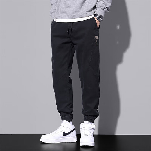 Jüdische Freizeithosen für Männer im Frühjahr und Herbst neue amerikanische Modemarke -Arbeitshose für Männer losen Fußsporthosen 9859 Black plus Velvet + 9859 Black Plus Velvet M.