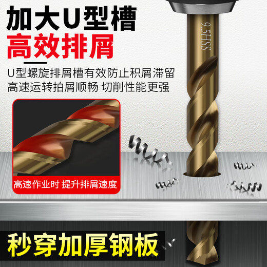 XinGong hexagonal shank drill bit, straight shank twist drill bit, special stainless steel drilling hand electric drill, impact drill, cobalt-containing drill bit for woodworking, 8 mixed pack (1.5+2+3+4+5+6+8+10)