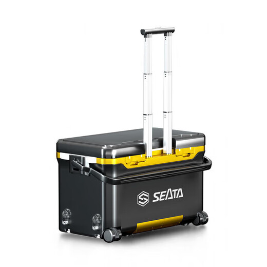 Saita fishing box complete set 2025 new ultra-light multi-functional side-pull fishing gear box fish fishing gear box platform fishing gear 29L black gold standard - aluminum-magnesium alloy four-piece set + full magnetic pull