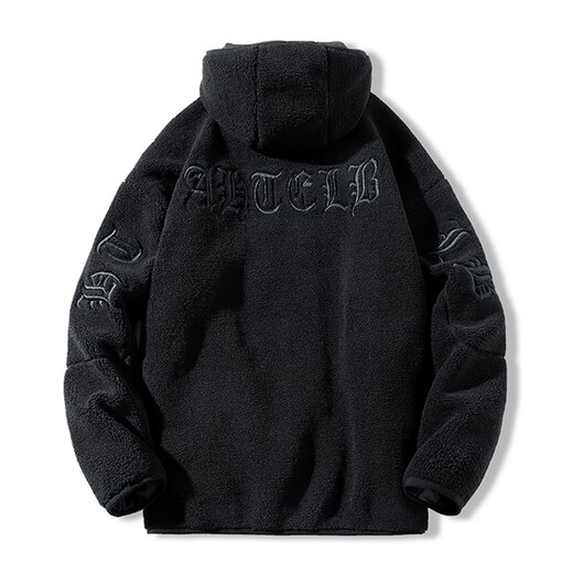 Playboy (PLAYBOY) velvet jacket men's lamb velvet cotton coat men's cotton coat autumn and winter fleece jacket coat top clothes large size black velvet thickened XL