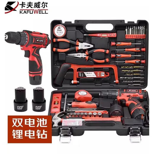 XMSJ126件双电池手电钻组套冲击钻工具箱家用维修套装P3893A 126件双电池手电钻组套P3893A