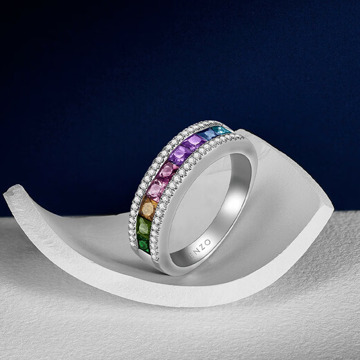 Chow Tai Fook ENZO Rainbow Series 18K Gold Colorful Gemstone Diamond Ring Women EZV7049 Birthday Gift No. 11