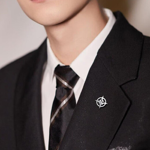 Maimed Brooch Six-Pointed Star Two-pack Men's Suit Small Lapel Pin Shirt Collar Button Badge Button Accessories Gift for Boyfriend Six-Pointed Star Brooch Silver Two-pack