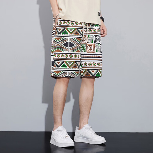 Jeanswest Pantalones cortos de lino de estilo chino de verano para hombres, finos, sueltos, rectos, rectos, guapos, pantalones grandes, pantalones de cinco cuartos de algodón y lino de seda de hielo para hombres 691 color 3XL