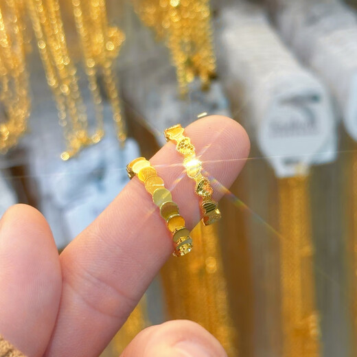 Fat Donglai's same style honeycomb ring plated with 18k gold, flashing golden love dragon scale ring, love steps cnc love dragon scale ring No. 8