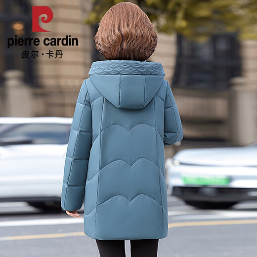 Pierre Cardin White Goose Down Mom Winter Down Jacket Women's Large Size Goose Down Removable Hat Thickened Jacket for Middle-aged and Elderly People Burgundy 4XL Recommended 130-140Jin Jin equals 0.5kg