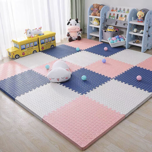 Jin Jin is equal to 0.5 kg Mu splicing foam floor mat thickened household climbing mat crawling mat tatami bedroom living room floor mat floor mat navy blue * red * white total 16 pieces 30 * 30 * 1cm