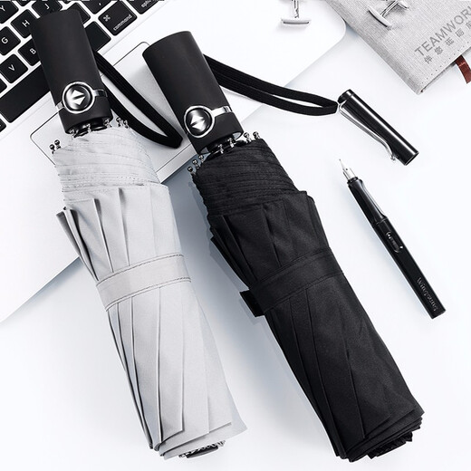 Jingxianju Automatic Umbrella Large Reinforced Thickened Strong Wind-Resistant Umbrella Fully Automatic Super Shade Men's Sun Umbrella Rain or Shine [Noble Black] Fully Automatic Enlargement - 10 Ribs