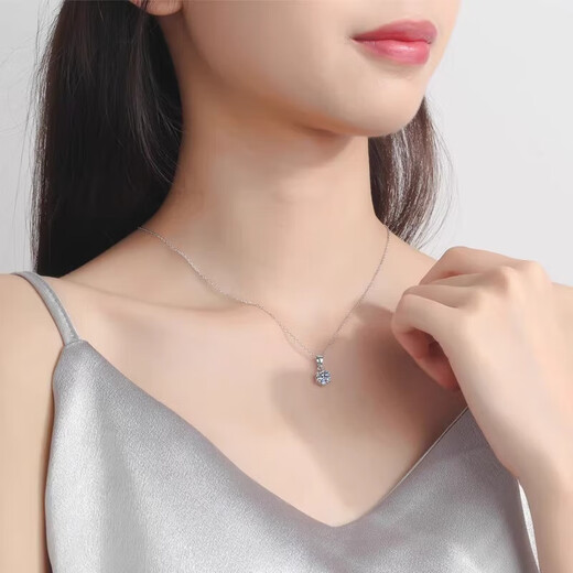 I Do Platinum PT950 Classic Six Claw Necklace Cultured Diamond Single Diamond Pendant Proposal Engagement Gift for Wife and Girlfriend Classic Six Claw-50 Points Diamond Necklace