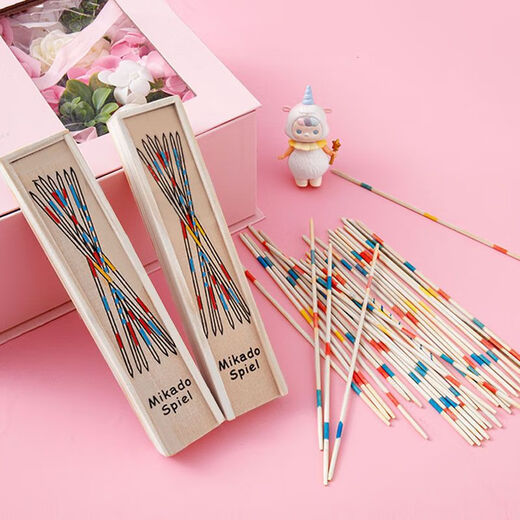 Classic wooden puzzle nostalgic picking sticks and picking parent-child game 80 picking sticks toys wooden interactive children's table bamboo sticks wooden picking sticks [5 boxes] about 150 pieces
