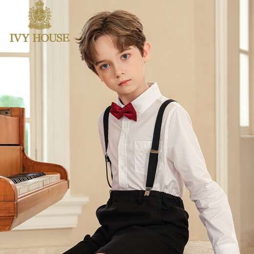 IVY HOUSE Ivy children's clothing boys and girls spring new style college style long-sleeved white shirt skin-friendly breathable cotton white 150cm