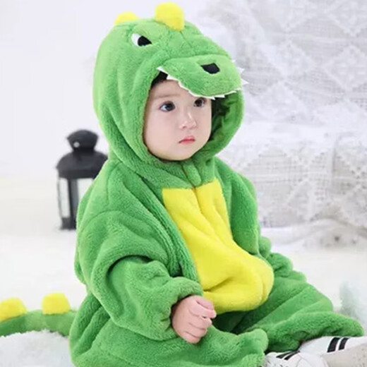 Yupinjia baby one-piece pajamas spring and autumn baby dinosaur clothes warm home clothes newborn children's crawling suit winter baby pajamas autumn and winter one-piece stegosaurus 100 yards