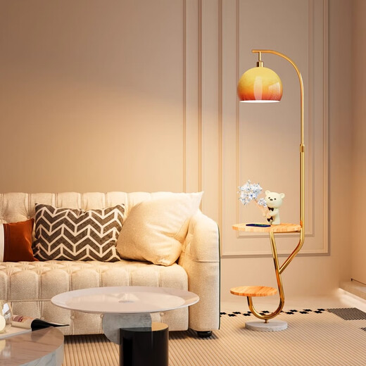 Zhong Shuai's antique style floor lamp living room sofa next to the shelf ornaments American retro bedroom bedside table integrated gold-wood color desktop-stepless dimming