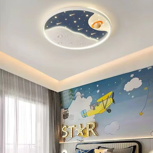 凡丁宁儿童房吸顶灯全光谱护眼男孩创意宇航员卧室灯中山灯具2024款 全光谱-宇航员 白色【三色光】