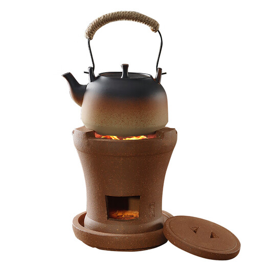 Mianxiaocheng Chaozhou pure handmade charcoal stove ancient stove integrated inner chamber Kung Fu tea stove retro clay charcoal stove boil water for tea Dakaiyun charcoal stove with cover + base