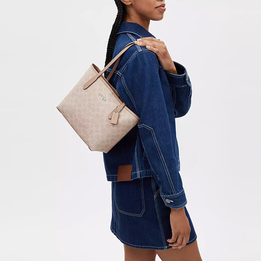 COACH brand direct supply women's bag City23 small shoulder tote bag sand yellow CU759 New Year gift