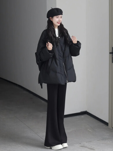 Ye Ling winter outfit women's suit plus size women's clothing for fat girls 200 Jin Jin equals 0.5 kg. High-end autumn and winter clothing with a complete set of high-end black cotton clothing single piece 3XL recommended 160-180 Jin Jin equals 0.5 kg