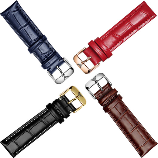 Armani watch strap original genuine leather for men and women suitable for Black Warrior Gypsophila AR1981 2447 2433 black black wire + silver pin buckle 22mm (interface width)