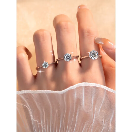 DR one carat D color moissanite diamond ring for women, classic six-claw opening, custom engraving, proposal, wedding, Valentine's Day gift, classic six-claw 1 carat, live mouth, adjustable size