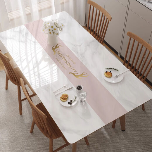 Colorful butterfly tablecloth no-wash waterproof and oil-proof pvc dining table mat light luxury high-end soft glass living room coffee table mat tablecloth cyan daisy 85*135cm