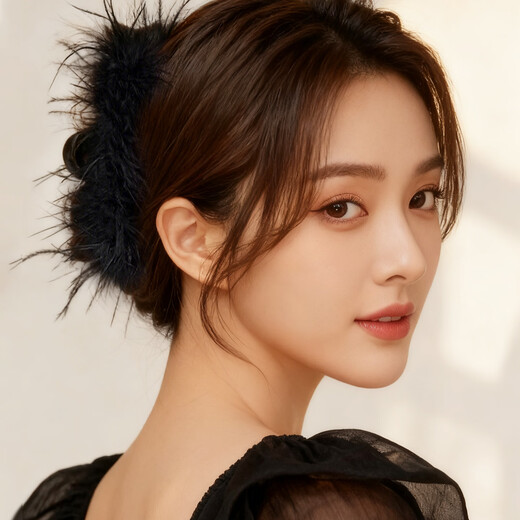 Qlady Black Swan Shark Clip Hair Accessories Feather Clip High-end Hair Clip Women's Back of Head 2025 New High-end Headwear