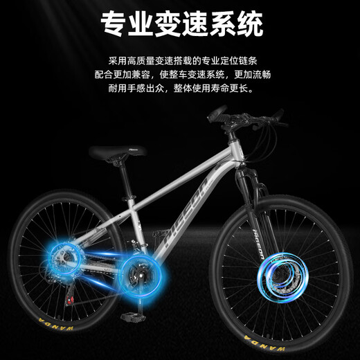 FG FLYING PIGEON bicycle, big children's 21-speed mountain bike, youth shock-absorbing bicycle, student bicycle 26 inches gray