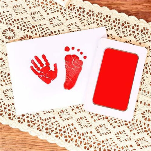 Shantou Lincun one-year-old baby ink pad ink ink for one-month-old baby, environmentally friendly hand and foot imprint T for one hundred days, disposable no-wash ink pad that does not dirty hands, large golden washable ink pad with 2 pieces of cardboard--