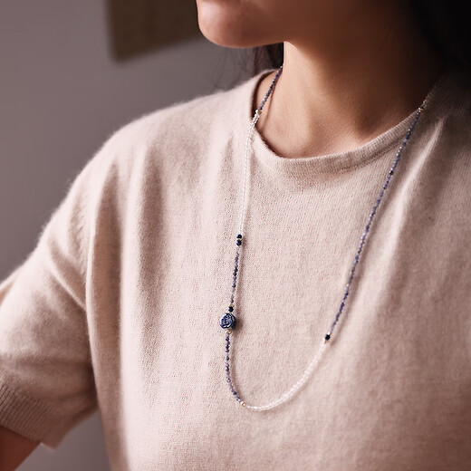 DR-FLVVS tanzanite necklace mountain stone handmade new Chinese blue and white hand-painted ceramic sweater chain multi-turn bracelet