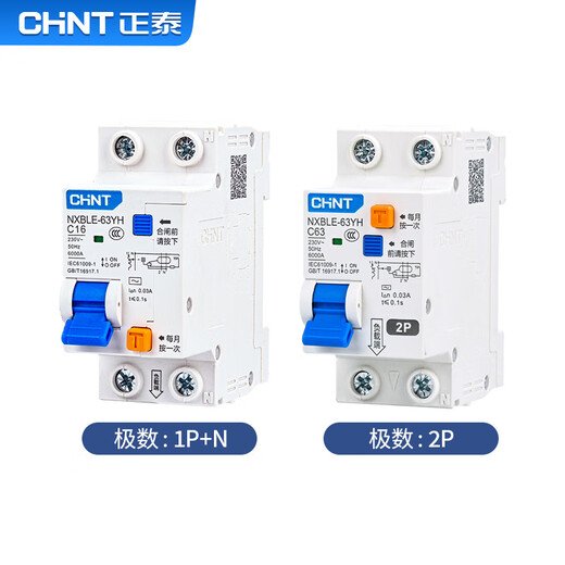 Chint (CHNT) NXBLE-63YH-2P-C25-30mA-6kA compact small leakage protection circuit breaker leakage protection air switch 25A