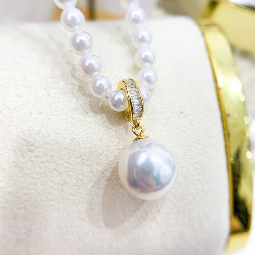 Hengjiuye DIY pearl accessories S925 silver pendant buckle empty support golden silver necklace pendant with 10-13mm round bar silver pendant empty support not including beads and chain