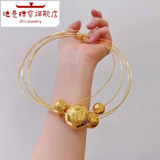 Di is 999 pure gold large light beads transfer beads gold shiny gold beads bracelet pendant men and women DIY Buddha beads loose beads single light bead 16mm about 1 point 95g