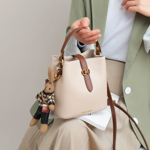 Marie Claire bag women's bag luxury brand 2025 new shoulder bag women's bucket bag birthday gift for wife and girlfriend caramel brown brand gift box