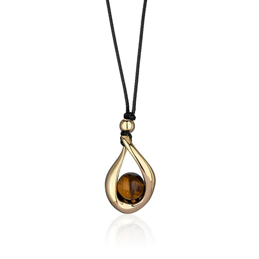 Qlady tiger eye stone water drop necklace women's long high-end light luxury niche 2025 new accessories pendant sweater chain gift