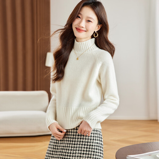 Shexi (Srcr) 343g thick cashmere sweater for women 100% cashmere sweater with spring and autumn waist knitted bottoming shirt