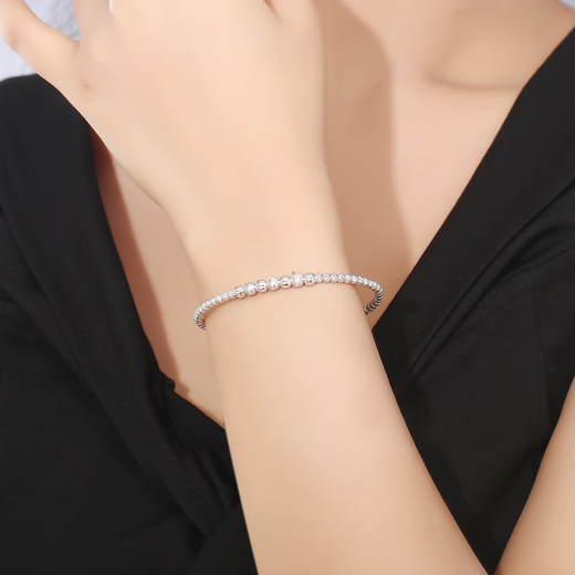 Yuan Shengfu's new PT950 fashionable cat's eye transfer bead platinum bracelet, genuine platinum bracelet with adjustable opening, 8.48g/thickness, about 4.2mm