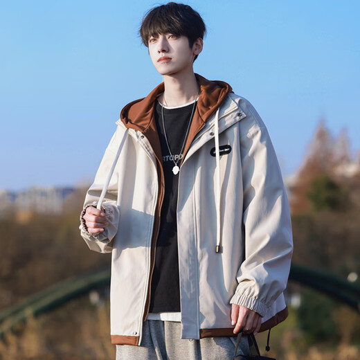 Wei Qian Jacket Men's Autumn and Winter 2025 New Fake Two-Piece Casual Work Jacket Men's Velvet Thickened Trendy Windbreaker ET-5683 Brown XL