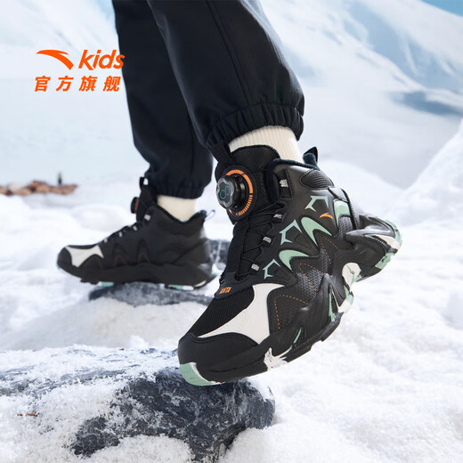ANTA Children's Cotton Shoes for Men and Women 2025 Autumn and Winter New Fashion Knob Buckle Wear-Resistant Anti-Slip Outdoor Snow Boots Store Manager Recommends Black-3 33 Shoe Inner Length 20.5cm