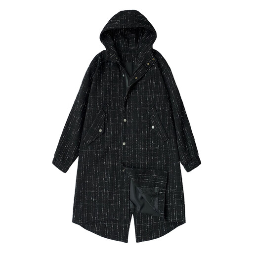 ROMON men's windbreaker mid-length black coat high-end coat business long autumn and winter men's black XL