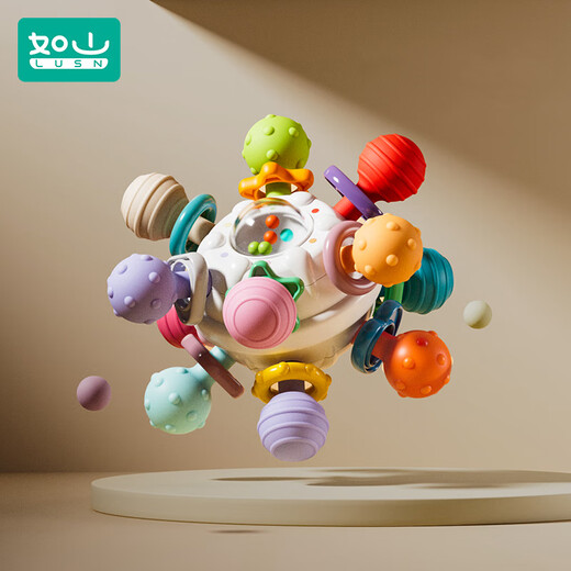 Rushan baby Manhattan hand rattle 0-1 year old baby grasping training can chew teether educational early education 3-6 months